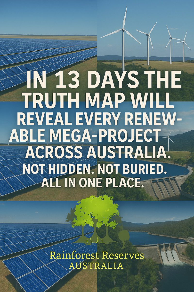 COST? Australia is about to see the cost of destructive renewables laid bare. 13 days until the Truth Map goes live on World Habitat Day - 6 October.
Follow us for updates: rainforestreserves.org.au
#rainforestreserves #auspol #australia #WorldHabitatDay