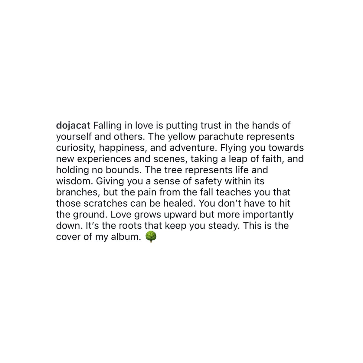 Doja Cat explains the meaning behind her album cover for “Vie” via Instagram. 🌳