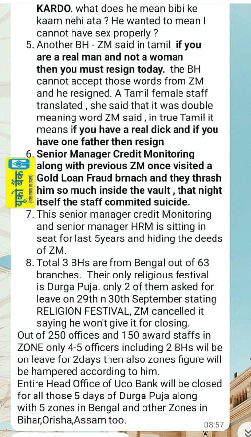 iNitinTyagi's tweet photo. Enough is Enough‼️

@UCOBankOfficial Chennai Zone is not a workplace, it’s a torture camp & a living hell for employees under ZM R.S. Ajith

This is what #ZM #RS_Ajith is doing to staff:
👉 Sick mother in ICU? He denied leave & humiliated staff: “SAB KA MAA MARTA HAI, BE PRACTICAL & COME BACK!”
👉 Child in hospital? He shouted: “Are you a doctor? Go to office immediately or I’ll mark LWP!”
👉 Female staff were abused with filthy sexist remarks.
👉 Bengali staff were denied Durga Puja leave because he said: “Festival is nothing.”
👉 A Senior Manager committed suicide after being humiliated by him in front of others.

💥 This is not management.
💥 This is mental torture, harassment, and abetment to suicide.

He is not a manager, he is a criminal destroying lives & pushing staff to death.

❌ Such people don’t deserve a chair in a public sector bank.
❌ They deserve suspension, investigation & arrest.

@RBI @DFS_India @FinMinIndia @nsitharaman @narendramodi 
how long will you keep protecting such criminals in PSU banks?
Will you act only after more suicides? Or is this barbaric exploitation officially approved?

#UCOBankExposed #ArrestRSAjith #StopBankHarassment #RespectBankers #BankScam