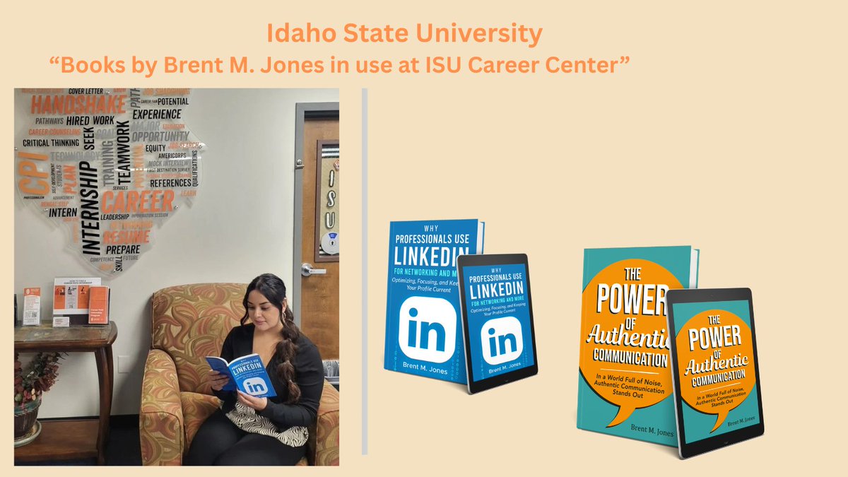 ConnectedEvent3's tweet image. Grateful for the note from ISU Career Center: my books are “a great resource for staff to help students navigate their career paths.” Honored to know they’re making a difference. 🙏 
amazon.com/author/brentjo…
#CareerSuccess #AuthenticCommunication