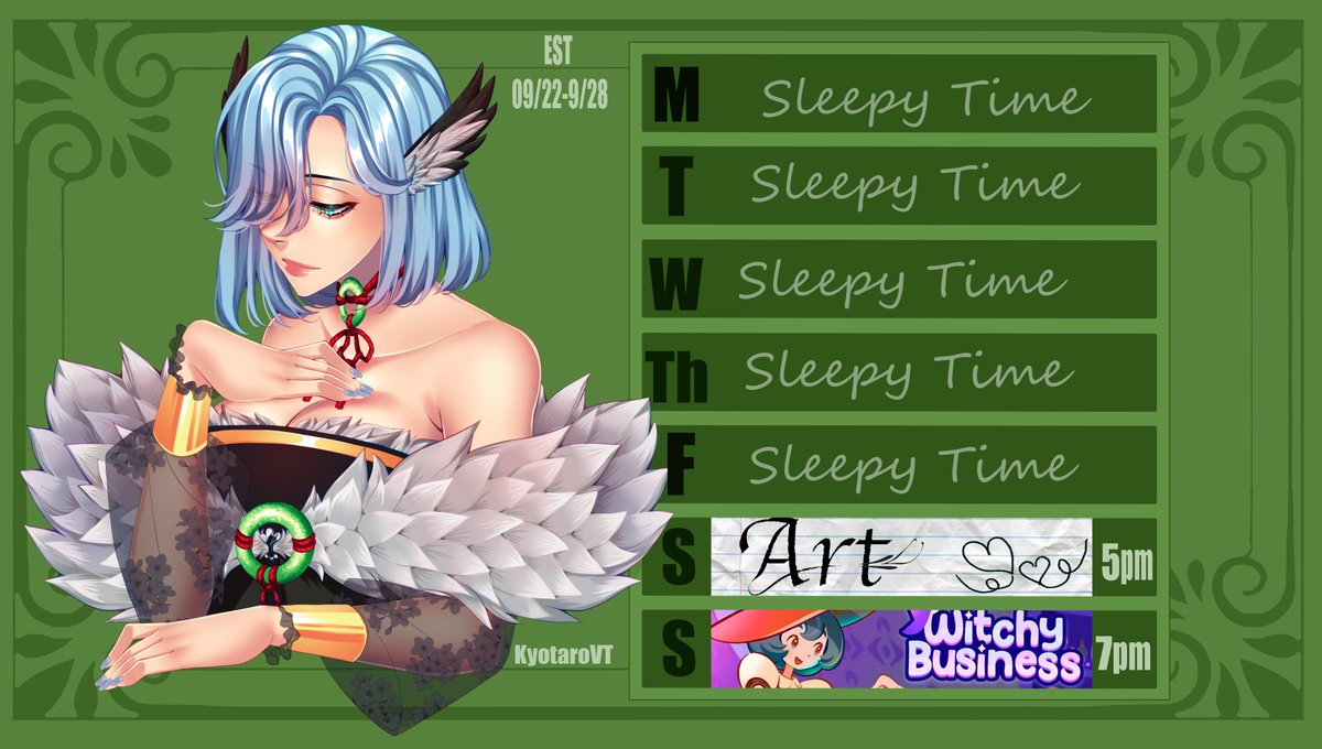 Here is the schedule this week!! So what is going to happen from now on is that I will be streaming on Saturday and Sunday and uploading a video to my youtube on either Thursday or Friday which those videos will be filmed offline!! i know it will be weird at first!