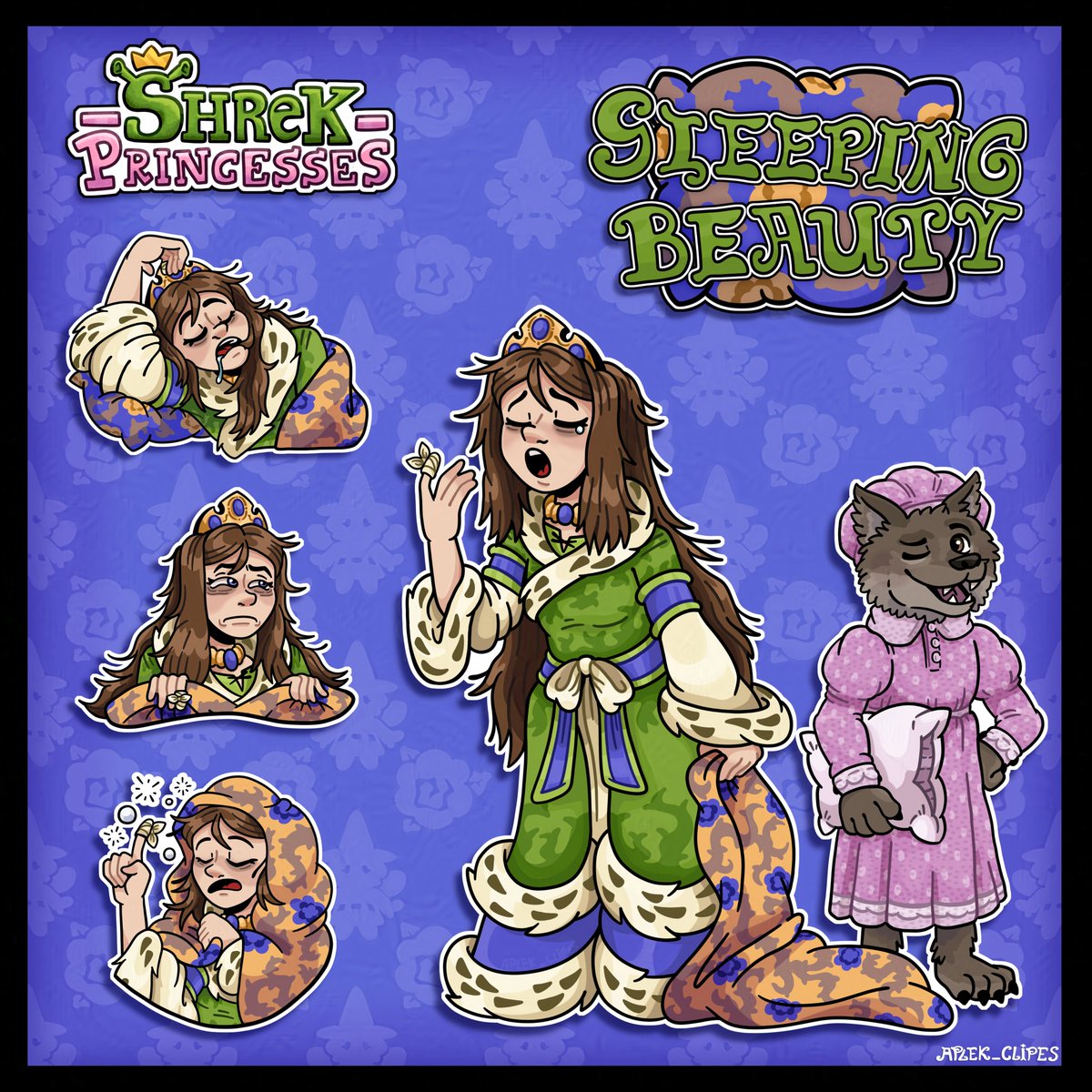 ApplkClips's tweet photo. A redesign of “Sleeping Beauty” from Shrek!!! 😴☕🪡
.
“She carries a blanket wherever she goes" @DreamWorksShrek
.
.
.
.
.
#fanart #illustration #digital #noai #characterdesign #SleepingBeauty #Aurora #Shrek #Princess #DisneyPrincess #DisneyPrincesses #FairyTale #artist https://t.co/9ZYjUlN8GA