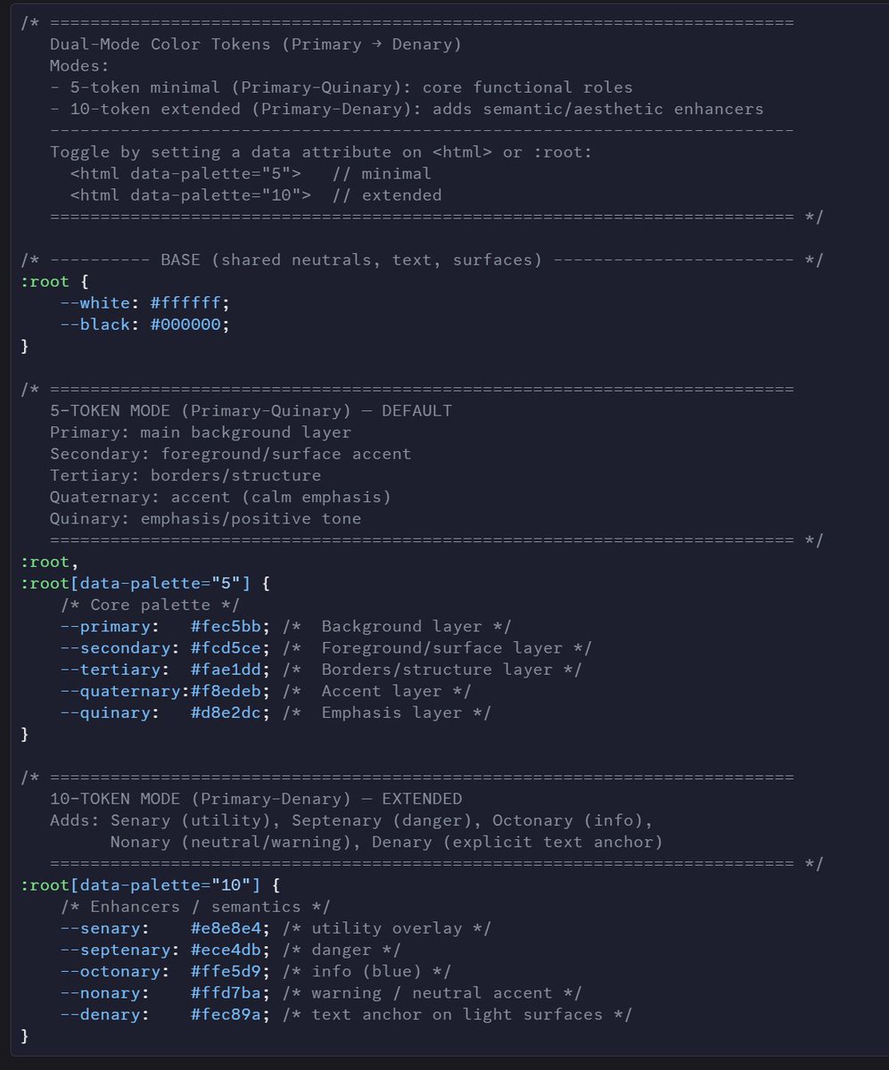 GameDevMadeEasy's tweet image. Some of you may see this as a "no-duh" moment, but for me, it was an epiphany.
I wanted a way to make a CSS Library that would not only allow for me to reuse it with different websites, but also be super simple for me to change the "theme" palette where I can go from a 3 color…