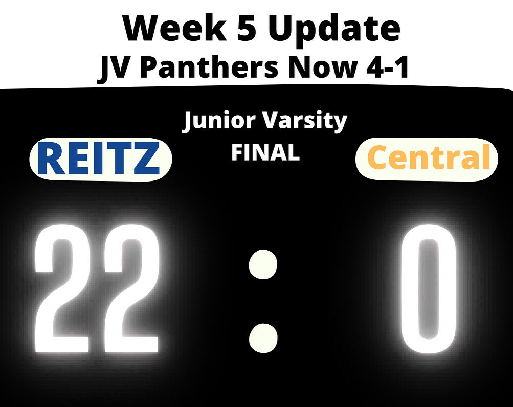 Our JV Panthers took care of business quickly as the game got called early due to lightning. They are now 4-1 on the season. Stay tuned for the mid-season report! #ReitzFootball #SetRstandard #PantherPride🐾🏈
