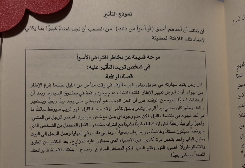 رغم ان القصه خياليه 
 إلا أنها تتكلم عن جانب مهم 

احيانا نبدا نتخيل سيناريو و احداث داخل عقلنا  تجاه موقف ما ، و نبدا نبني عليه افتراضات لدرجة اننا نصدقها و كأنها حدثت بالحقيقه . 

الخلاصة:
انتبه لما يحدث داخل عقلك ، فالأفكار تصنع عالمك ✨

من كتاب (تأثير بدون سُلطة)