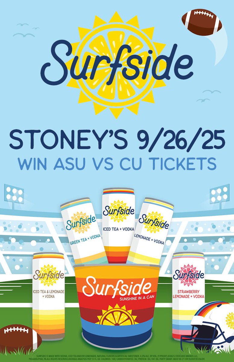 ASUColorado's tweet photo. ⚫️ BLACKOUT GAME ⚫️
Wear black. Be loud!

Join us @StoneysDenver for ASU vs TCU.
Friday 9/26 @ 7PM

Win tickets to ASU vs CU on 9/22. Sponsored by Surfside. No purchase necessary.

Halftime flip cup contest! 

Go Devils! 😈🔱 https://t.co/LxvLKDSSDb