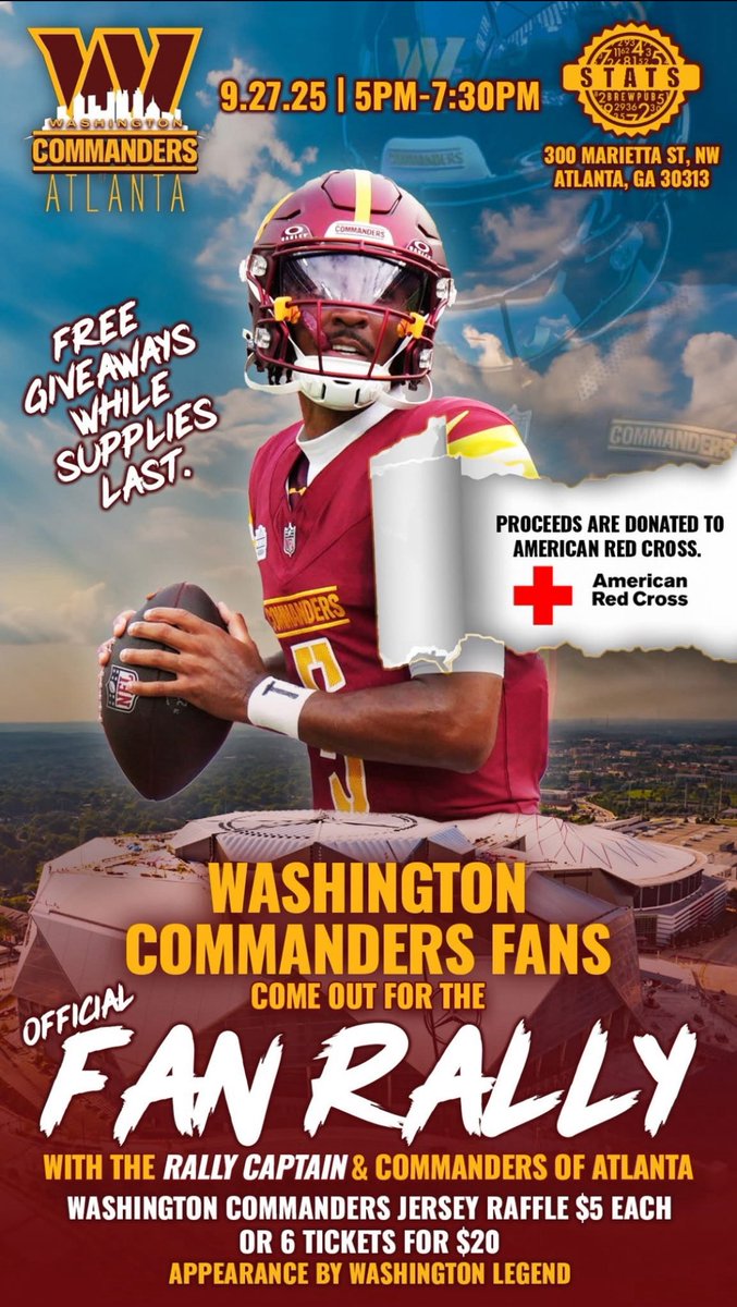 RedCommander81's tweet image. Redskins/Commanders fans only if anyone is coming to the Atlanta for the game, our fan club is hosting a rally this weekend. Come check us out.