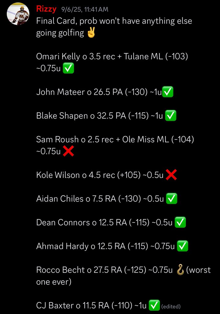 RizzyProps's tweet image. ⚡️⚡️⚡️24 Hour Flash Sale ⚡️⚡️⚡️

$10 for the next 24 hours for in depth write ups and big time results, do not miss out on this opportunity discord.gg/QZzXvkWk

Me and @HP_DFS will not disappoint when it come to anything CFB and many more sports
