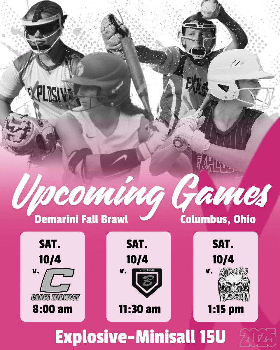ExplosiveSB's tweet photo. Upcoming schedule for DeMarini Fall Brawl - 10/4-10/5 https://t.co/MiN7yxDkhV
