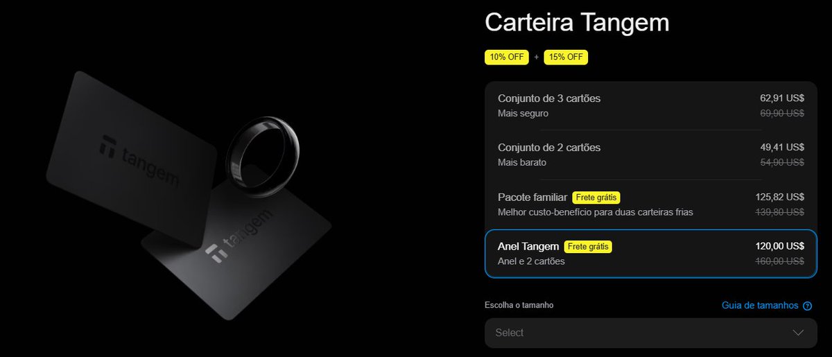 victor__alfa's tweet image. Frete grátis em todo o Brasil + 5% OFF extra | Somente até 29/09! @Tangem wallet conjunto de 2 Cartões por apenas $46,67 (BRAZILEXTRA 5% OFF) e Anel + 2 cartões por $120 (15OFFRING 15% OFF) diretamente pelo site!

Pelo link shop.tangem.com/VICTORALFA você garante VICTORALFA 10% OFF…
