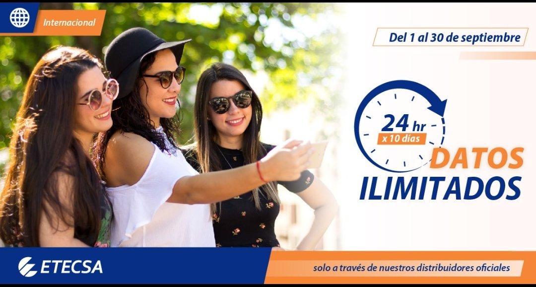 📲Clientes de nuestros distribuidores internacionales que recarguen entre 500 CUP y 1 250 CUP del 1 al 30 de septiembre, podrán disfrutar de Datos  Ilimitados por 24 horas, válidos por 10 días. ¡Aprovecha la oportunidad y mantente conectado en todo momento!  #RecargaInternacional
