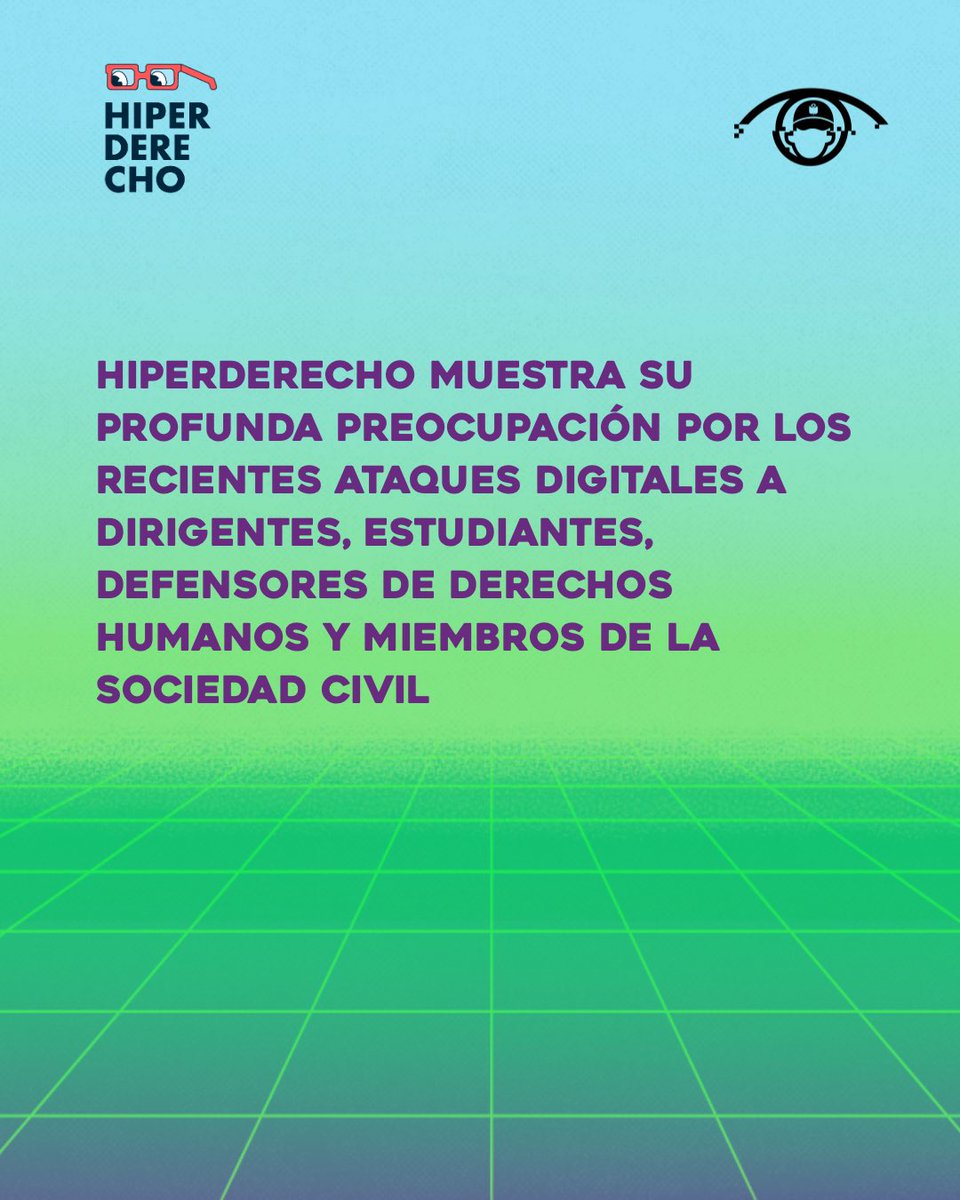 🧵 Desde Hiperderecho expresamos nuestra profunda preocupación por los recientes ataques digitales contra dirigentes sociales, estudiantes y defensores de derechos humanos en el Perú.
