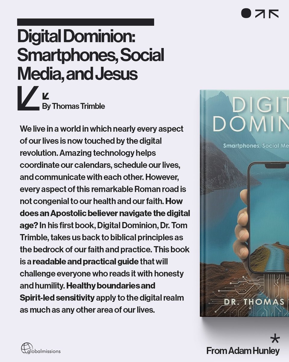 📚 October’s Book Recommendation: Digital Dominion by Dr. Thomas Trimble. A practical and biblical guide to navigating life, faith, and technology in today’s digital age. 🌐✨ #BookRecommendation #PentecostEveryDay #IAMGlobal #GlobalMissions #UPCI