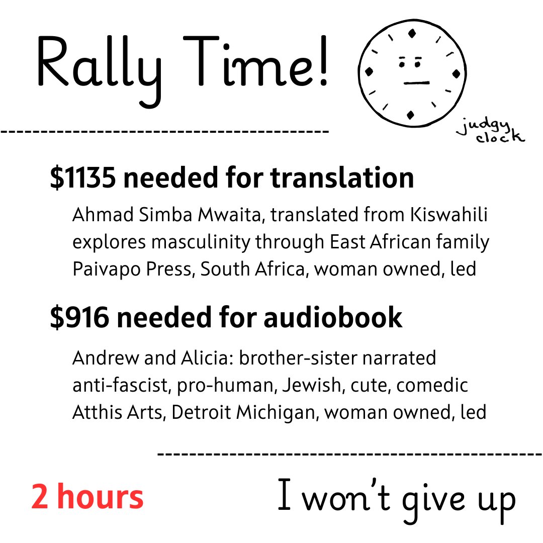 Hey! It's been a minute! I've got two hours to fund this audiobook on #Kickstarter and this translation on #kofi.  Anyone feeling like a hero tonight? #BlackArt #AfricanArt #JewishArt #SmallPress #Indie