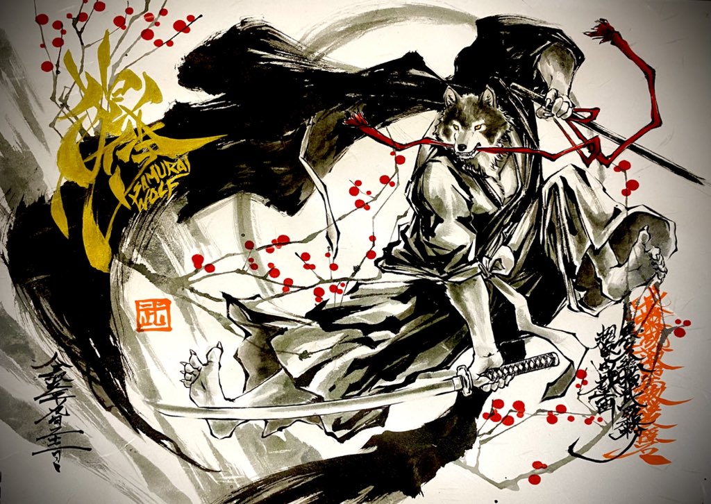 狼侍です。
#イラスト #筆ペン #狼侍 #獣人 #超自由戯画