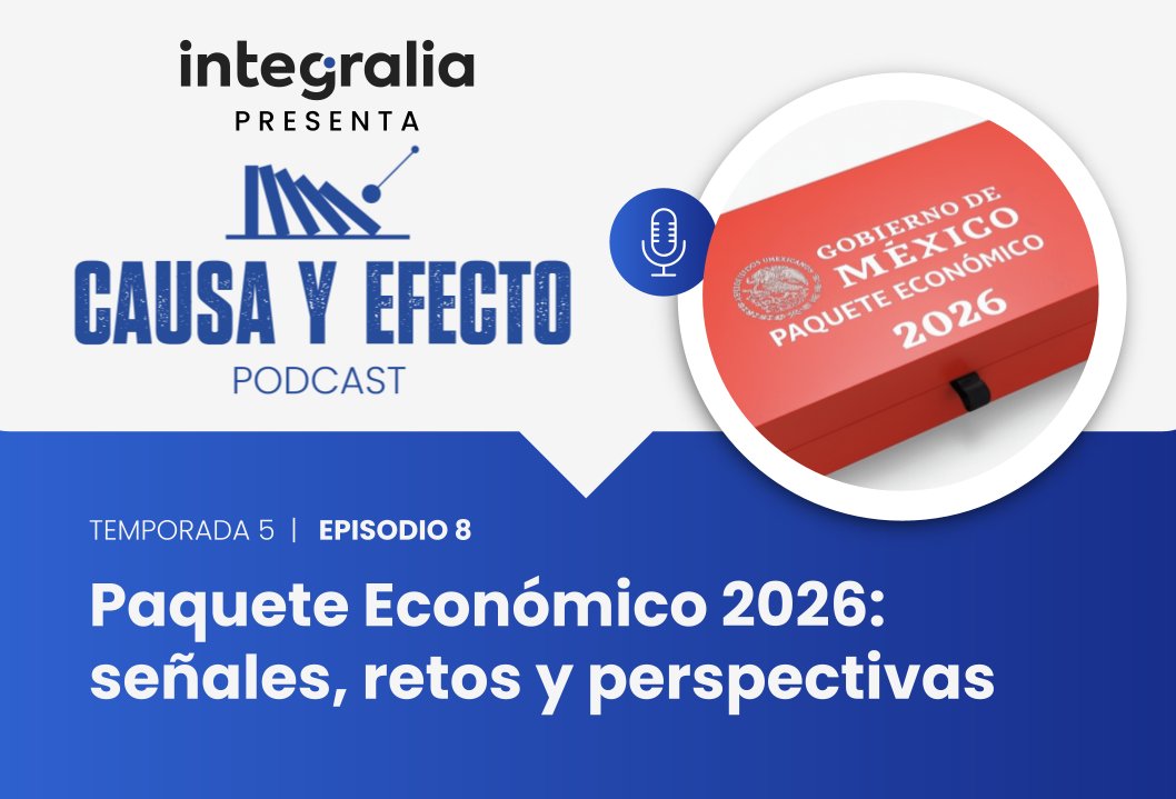 ¿Qué señales envía el Paquete Económico 2026 y qué retos plantea para los ingresos, el gasto y la estabilidad macro? En este episodio de Causa y Efecto, Ana Karen Aguayo conversa con Carlos Ramírez, socio director de Integralia, sobre las principales características del paquete,