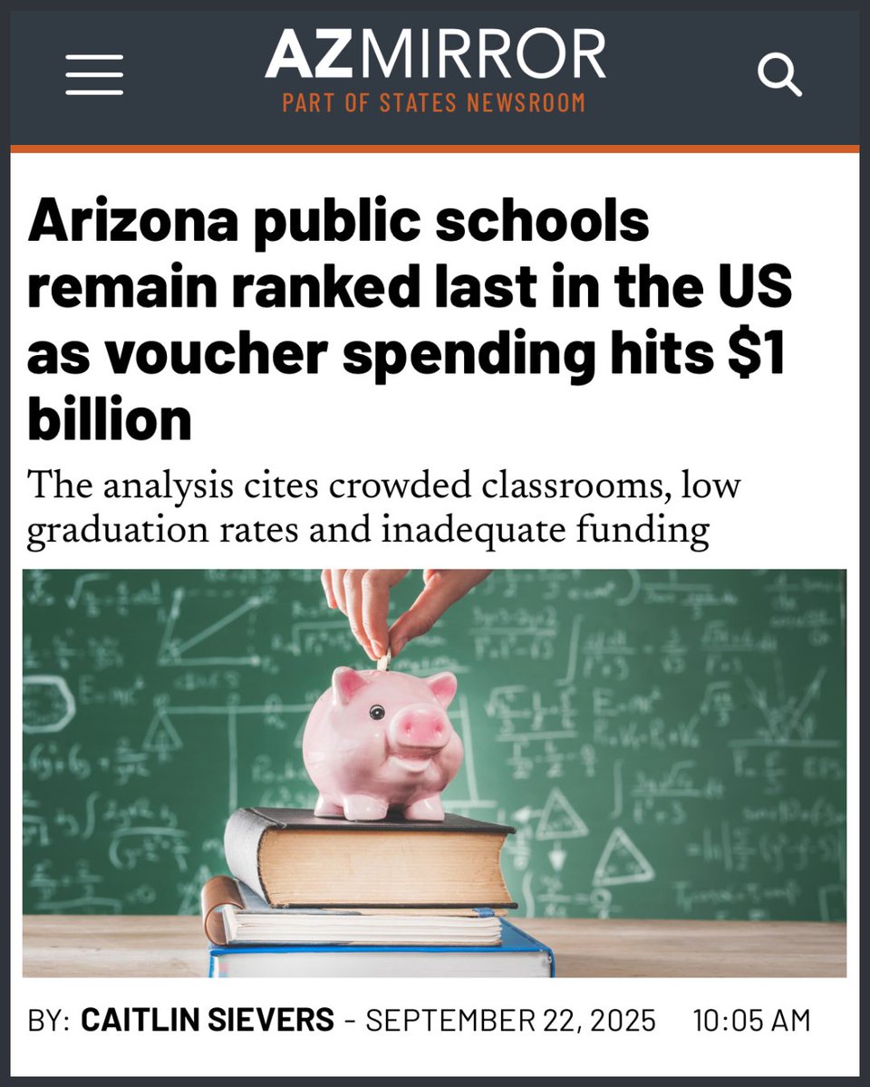 It is unconscionable that Arizona’s public school students remain LAST in the nation for per-pupil funding while $1 billion dollars are being diverted to unaccountable universal vouchers this year.
