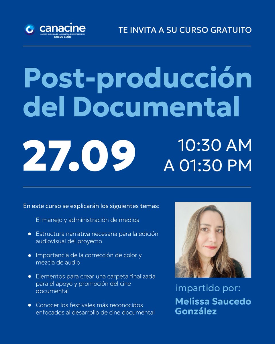 🎬 ¿Quieres llevar tu documental al siguiente nivel?
En el curso de Post-producción del Documental aprenderás a trabajar con medios, narrativa, color, audio y distribución.

🔗 Link de registro: forms.gle/1oW8XctuJdyCan…