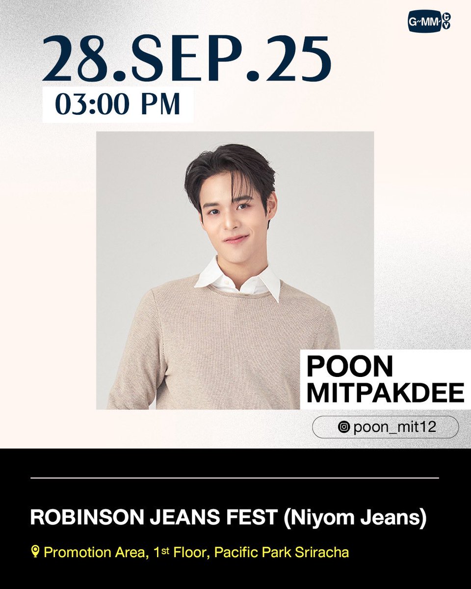 poong's tweet photo. 𝙈𝙄𝙏, I’m happy to announce that we’ll finally get the chance to see each other this week. I’ll be at 𝐑𝐨𝐛𝐢𝐧𝐬𝐨𝐧 𝐉𝐞𝐚𝐧𝐬 𝐅𝐞𝐬𝐭 on Sunday, and my heart is already racing—I can’t wait to dive right in! https://t.co/2b60RKruNY