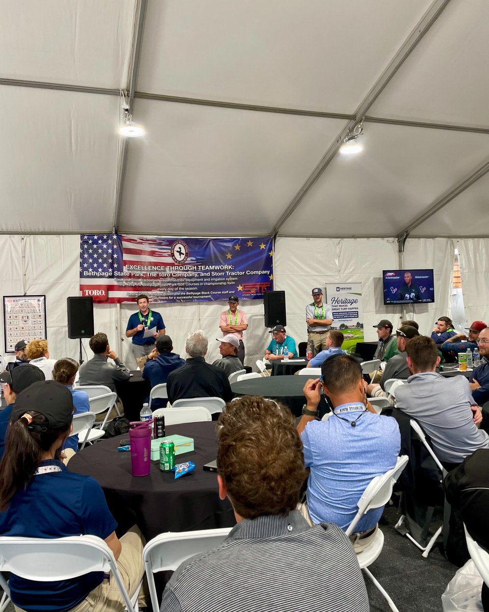 Ryder Cup week kicked off at Bethpage Black today! Volunteers picked up credentials &amp; uniforms and heard from the Agronomy team. Heritage's XTV crew capped it off with a BBQ lunch, and the grounds crew is back at it tomorrow with a 4 AM start. 

This is gonna be good!