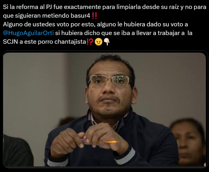 Sr. Jauregui (@conla4t2024) on Twitter photo He aquí una excelente reflexión que nos plantea 
<a href="/sergemex1985/">♦️ĆHËÇÕMÉX♦️🇲🇽🌎</a>  Con base en ella yo les hago una pregunta directa, y me gustaría escuchar una respuesta binaria; Si o No 
La pregunta es:  ¿Si Hugo Aguilar hubiera dicho que iba a meter a Vidulfo a la SCJN hubiesen votado por él? He aquí una excelente reflexión que nos plantea 
<a href="/sergemex1985/">♦️ĆHËÇÕMÉX♦️🇲🇽🌎</a>  Con base en ella yo les hago una pregunta directa, y me gustaría escuchar una respuesta binaria; Si o No 
La pregunta es:  ¿Si Hugo Aguilar hubiera dicho que iba a meter a Vidulfo a la SCJN hubiesen votado por él?