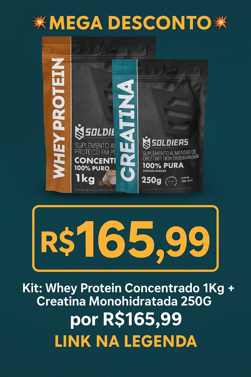 Promo123Shopee's tweet image. 💥MEGA DESCONTO 💥 Kit: Whey Protein Concentrado 1Kg + Creatina Monohidratada 250g - 100% Importado - Soldiers Nutrition 

👉por R$165,99. 

Compre na Shopee agora! s.shopee.com.br/7KnniXH122

#BallonDor
Academia musculação shape cariani growth