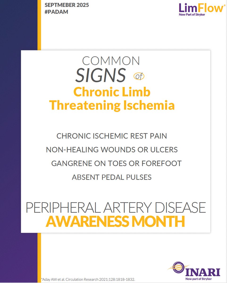 CLI_LimFlow's tweet image. This PAD Awareness Month, we bring awareness to patients suffering from CLTI and reaffirm our shared mission with physicians to save limbs and lives through Transcatheter Arterialization of Deep Veins (TADV) with the LimFlow System.

#PADAwarenessMonth #LimbSalvage #LimFlow #TADV