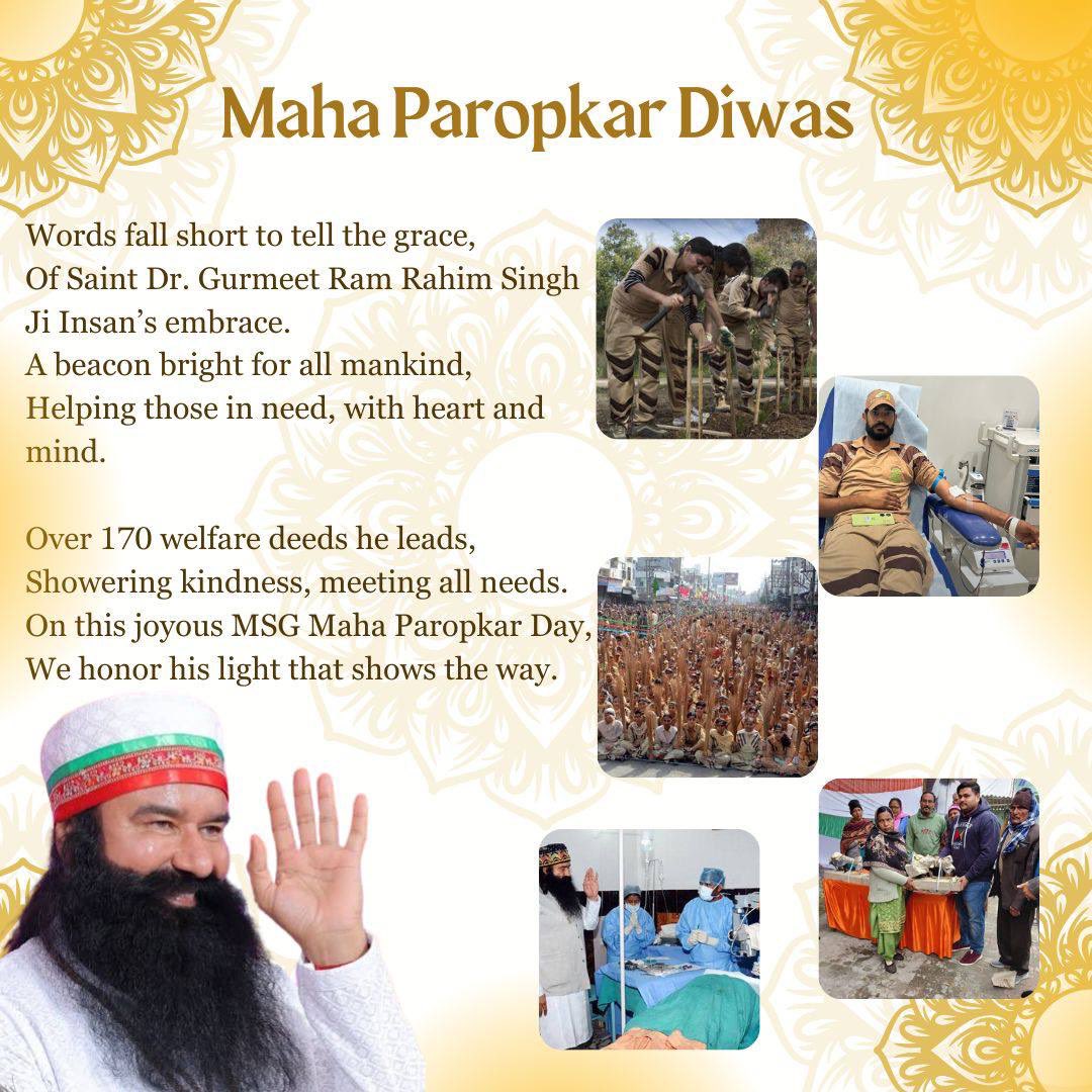 RohitSh93445194's tweet image. On September 23, 1990, Shah Satnam Singh Ji Maharaj performed a great service to all humanity by handing over the gurugaddi of Dera Sacha Sauda to Saint Gurmeet Ram Rahim Singh Ji. Millions of followers celebrate this day with great pomp as #MahaParopkarDiwas.