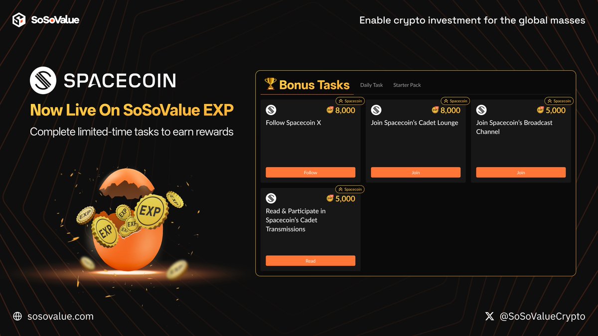 🍀 Mình thấy <a href="/SoSoValueCrypto/">SoSoValue</a> đang shill thêm <a href="/spacecoin/"></a> trong task bonus, anh em có thể làm, và cày thêm con này.

Airdrop season 2 của <a href="/spacecoin/"></a> đang diễn ra luôn, nó chia làm 3 Tier như sau, anh em có muốn làm thì triển:

Tier 1: Nắm giữ ít nhất 1 tài sản trong