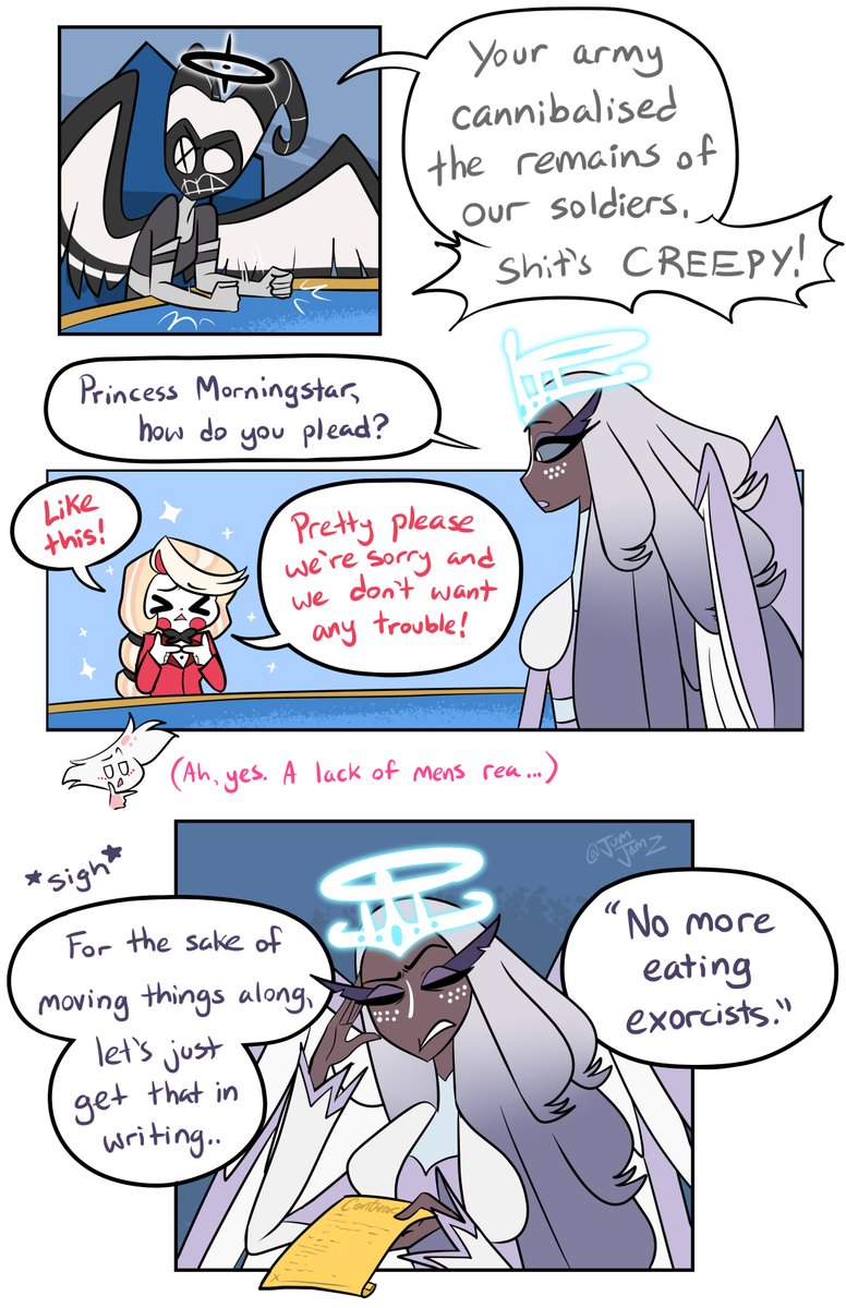 JumJamz's tweet photo. Charlie is back in court (sorta) and Angel's here to help

#HazbinHotel https://t.co/wCC6hRTfGO