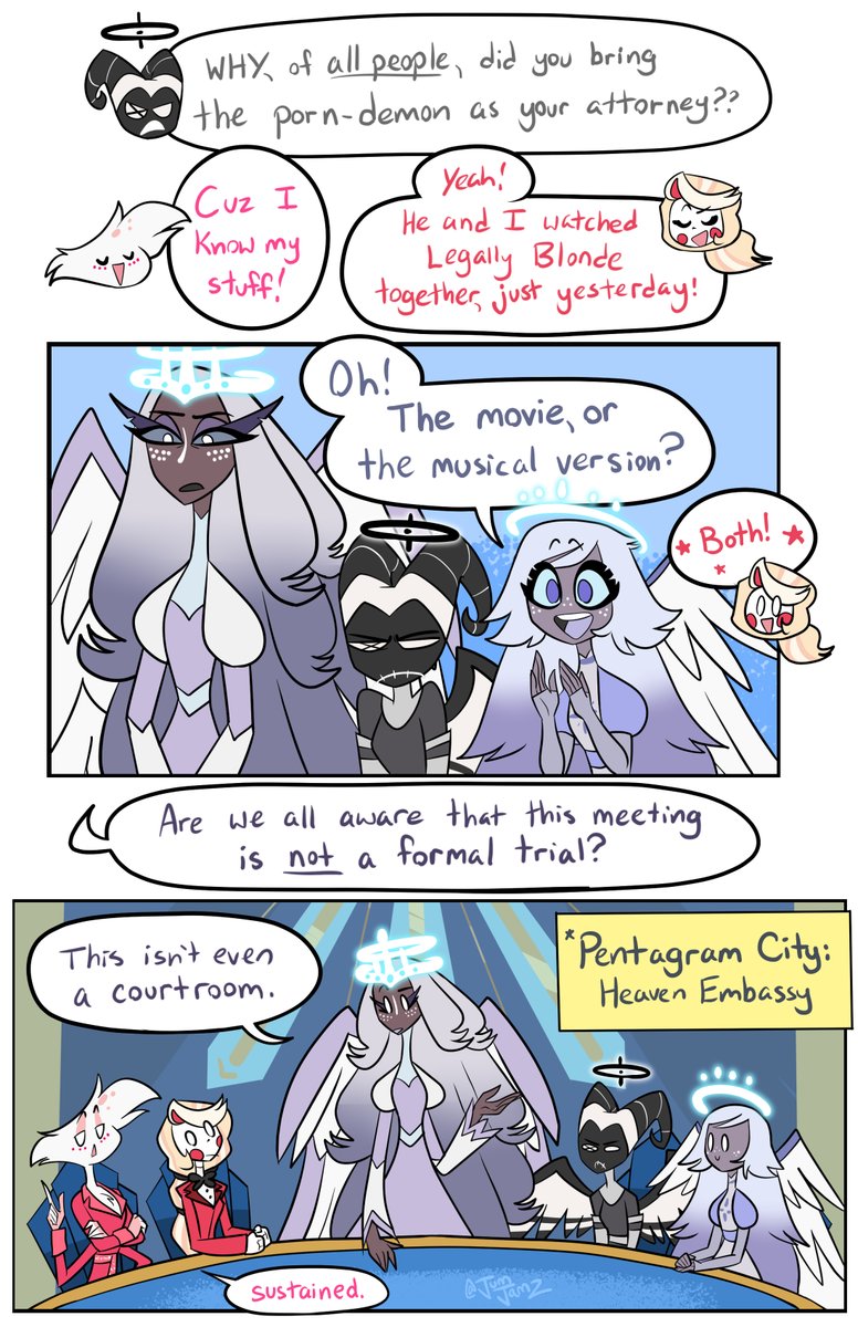 JumJamz's tweet photo. Charlie is back in court (sorta) and Angel's here to help

#HazbinHotel https://t.co/wCC6hRTfGO