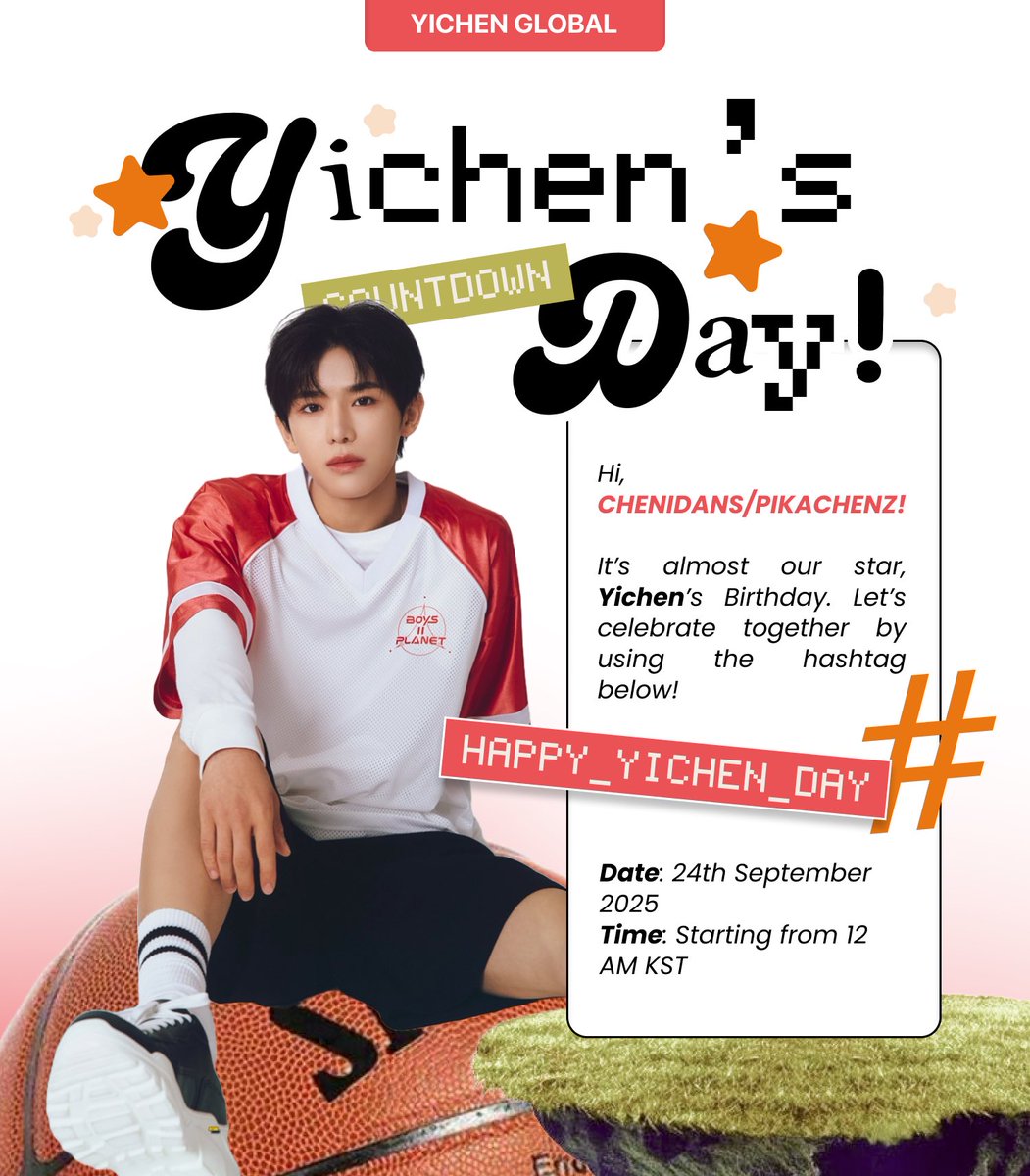 🎉 Yichen’s Birthday Countdown 🎉

Pikachenz / Chenidans, it’s time to celebrate! 🥳

Tomorrow (9/24) is our beloved Yichen’s special day—
let’s fill the timeline with love, joy, and birthday wishes 🎂🎶

📌 Don’t forget to use the hashtag:
#HAPPY_YICHEN_DAY