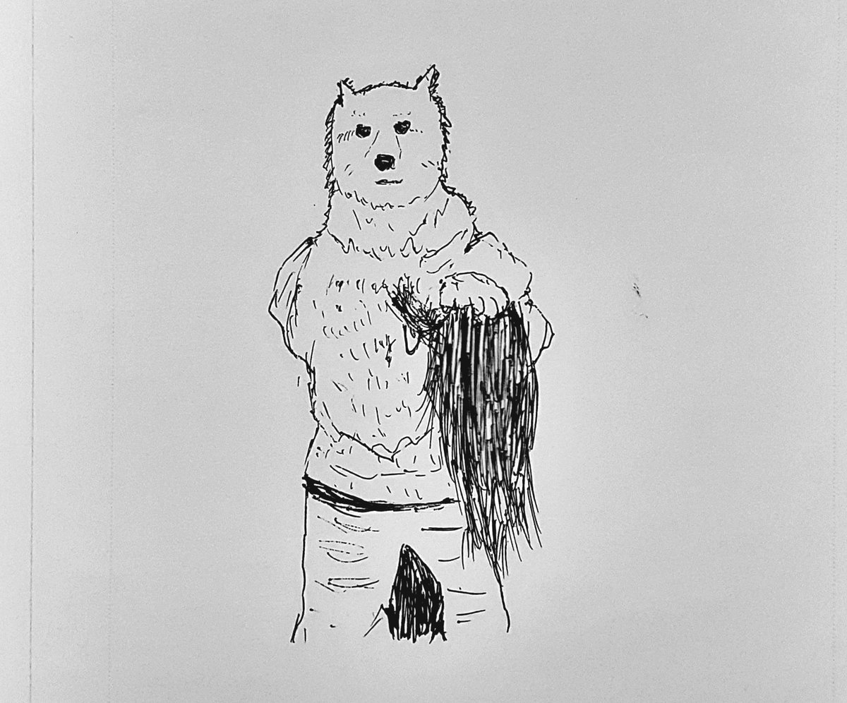 犬人間が頭を握ってるのかと思った。