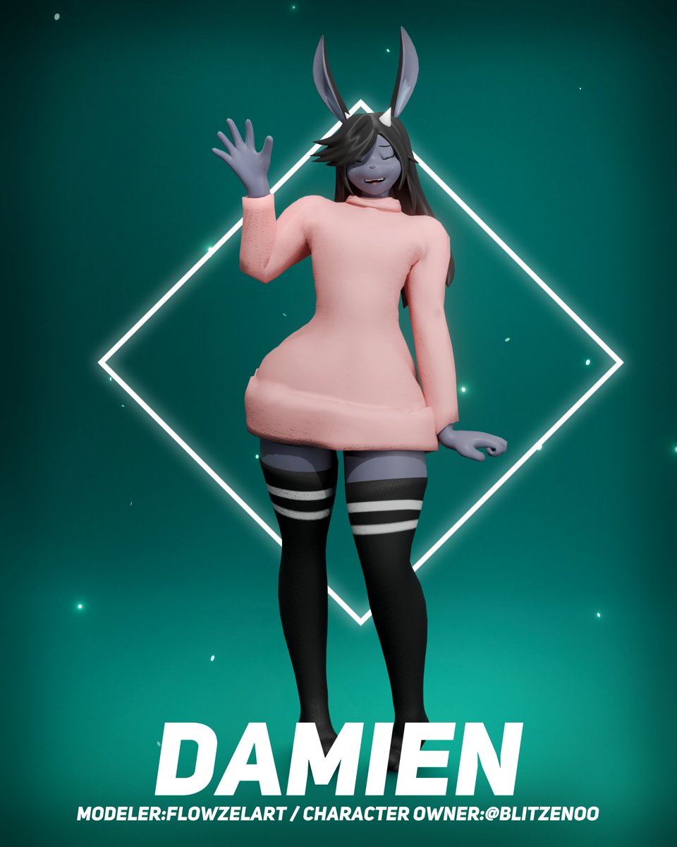 FlowzelArt's tweet photo. 🎭✨Damien✨🎭
🖌️3D rigged model commissioned by 
@ThrarIxauth for @Blitzenoo 

Thank you very much!! he is a cute and hot femboy bnnuy hehe 

(This model has no public release)
#furryart #Stylized3D #Blender3D https://t.co/pjcK4mlvdG