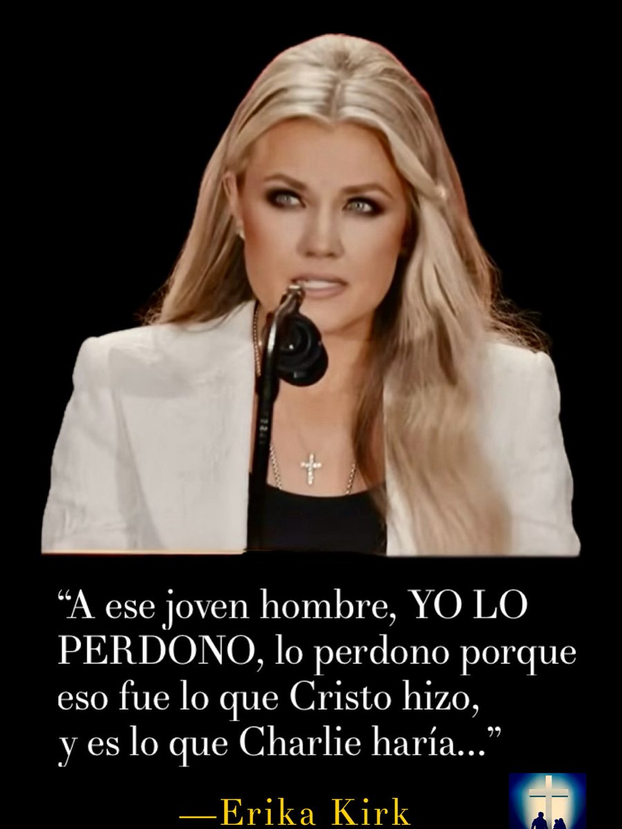 OriginalDesignM's tweet photo. AMOR, GRACIA Y PERDÓN 

“En la cruz nuestro Salvador dijo: «Padre perdonalos porque no saben lo que hacen» Y a ese hombre, a ese joven hombre, YO LO PERDONO. Lo perdono porque eso fue lo que Cristo hizo, y es lo que Charlie haría.
—Erika Kirk

#TodosSomosCharlie
#SoliDeoGloria https://t.co/gtOZqO7r5h