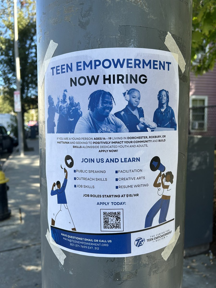 All Boston youth lookin for a job tap in!
