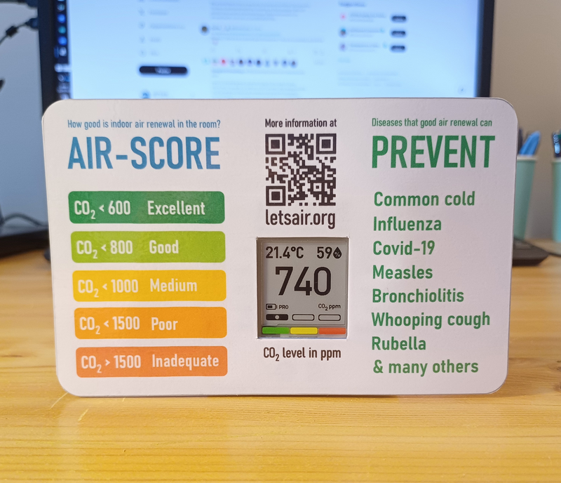 A mask to print and stick on the popular ARANET4 CO2 monitor is now available at letsair.org/#masks. This helps inform occupants of a premise about the importance of good indoor air renewal to limit the spread of airborne diseases.