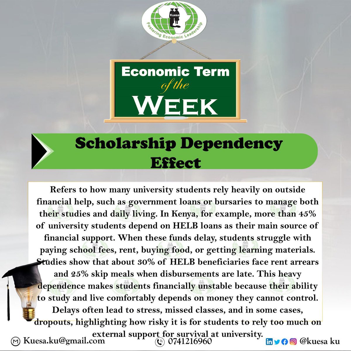 *ECONOMIC TERM OF THE WEEK*

SCHOLARSHIP DEPENDENCY EFFECT

📍Are Scholarships Helping or Creating Too Much Dependence?

Scholarships have opened doors for many students to get an education they couldn’t afford.