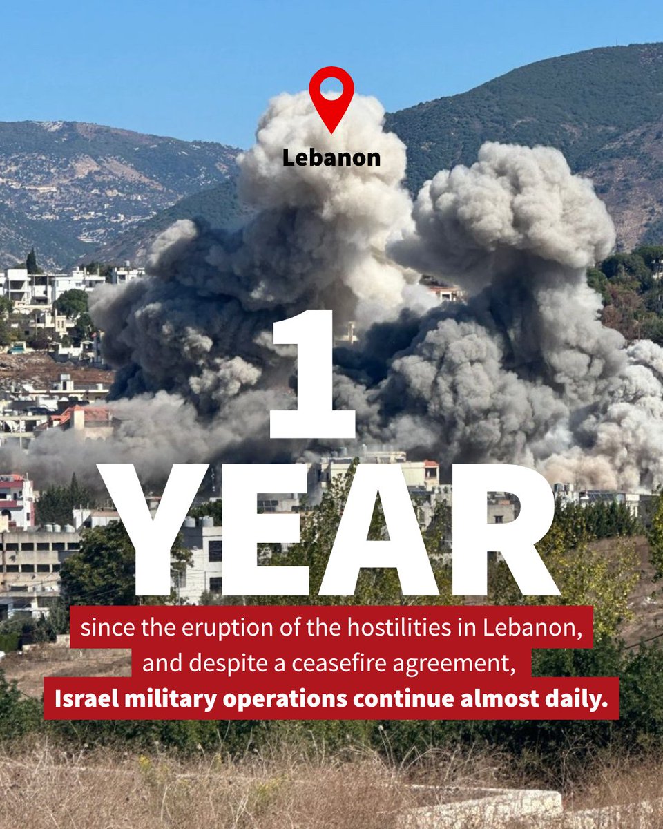 DRC_ngo's tweet photo. 1 year after the escalation of hostilities in #Lebanon, Israeli military operations continue almost daily  - despite the ceasefire agreement of 27.11.2024. DRC &amp; other NGOs call for an immediate end to hostilities &amp; the protection of civilians: https://t.co/r1vFlr9mBI https://t.co/hyudytp0CT