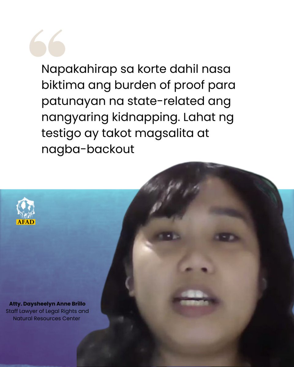 Atty. Daysheelyn Anne Brillo, Staff Lawyer of Legal Rights and Natural Resources Center, during the online "Forum on Enforced Disappearance &amp; Environmental Defenders" held on August 27, 2025, marking the commemoration of the 2025 International Day of the Disappeared.