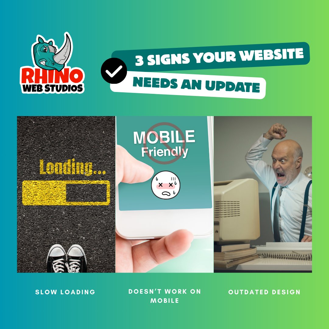 rhinopm's tweet image. If your website is slow, clunky on mobile or looks like it’s stuck in 2010 🕰️… it might be holding your business back.

Fresh design = fresh opportunities

Which one of these is your site guilty of?

#WebDesignTips #DigitalMarketing #RhinoWebStudios #highlights