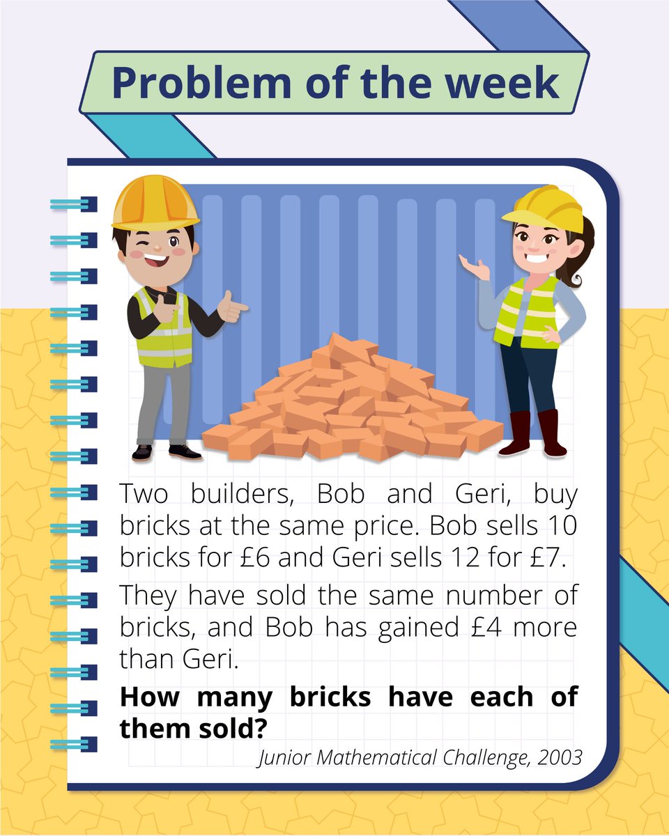UKMathsTrust's tweet image. Problem of the Week 139!

Please do not comment the solution so others can work it out too. Instead, like this post or comment a thumbs up if you think you have the correct answer!

The solution will be posted in the comments on Thursday afternoon. 

#Problem #UKMT #Maths