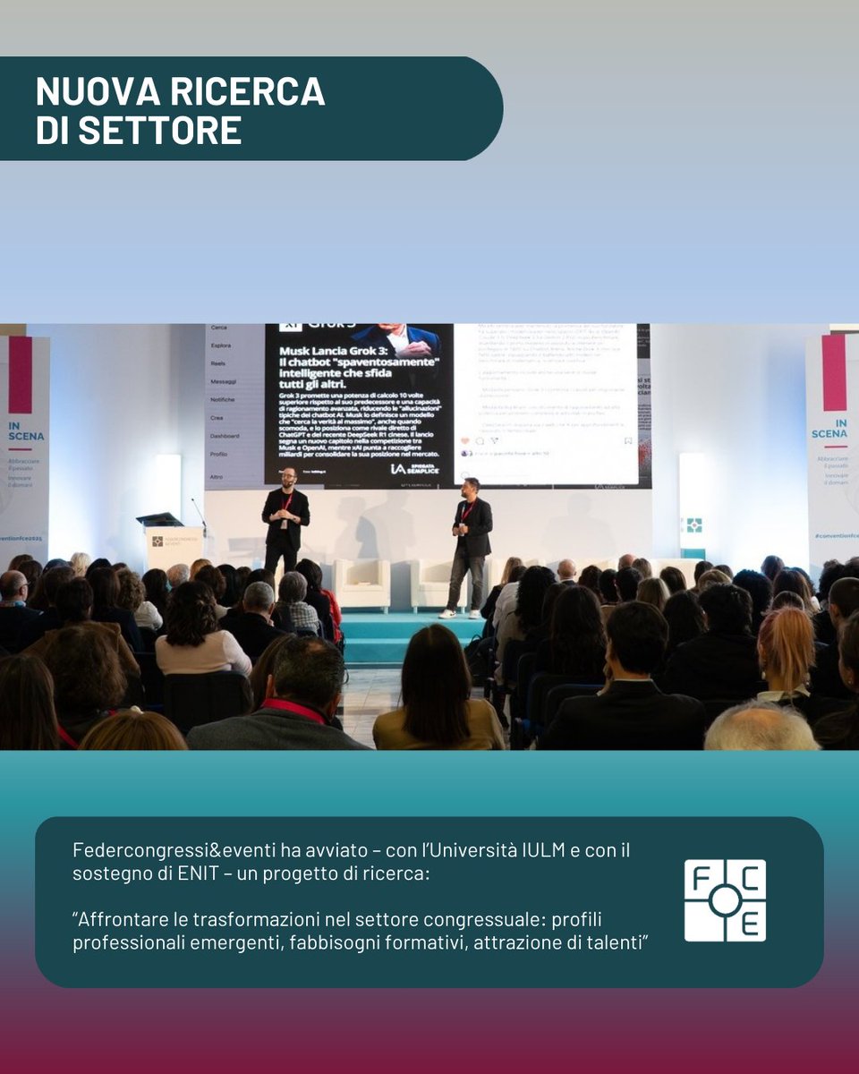 Il settore #MICE cambia: innovazione, sostenibilità, nuove competenze. 

Con <a href="/uniiulm/">Università IULM</a> e <a href="/ENIT_italia/">ENIT S.p.A. 🇮🇹</a>  abbiamo avviato un progetto di ricerca su professioni emergenti e formazione.

Risultati in autunno. 
#concretiecompetitivi