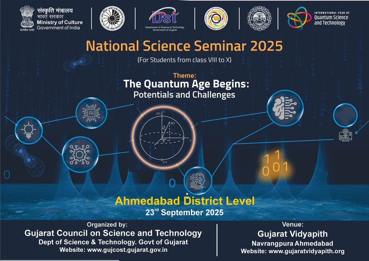 zalakchauhan11's tweet photo. @InfoGujcost is organizing the Ahmedabad District Level Science Seminar at @gujvidyapith , Ahmedabad . Students across different schools are presenting their presentations on the theme- The #Quantum Age Begins: #Potentials and #Challenges. https://t.co/6tbYHxkhPI