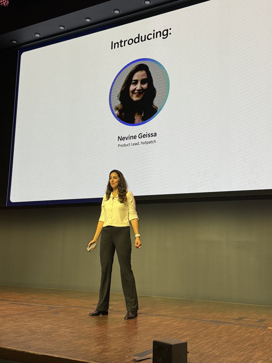 wpninjasummit's tweet image. Nevine Geissa takes the stage for Windows Hotpatching. 

#MSIntune #Patching #Windows #WUfB