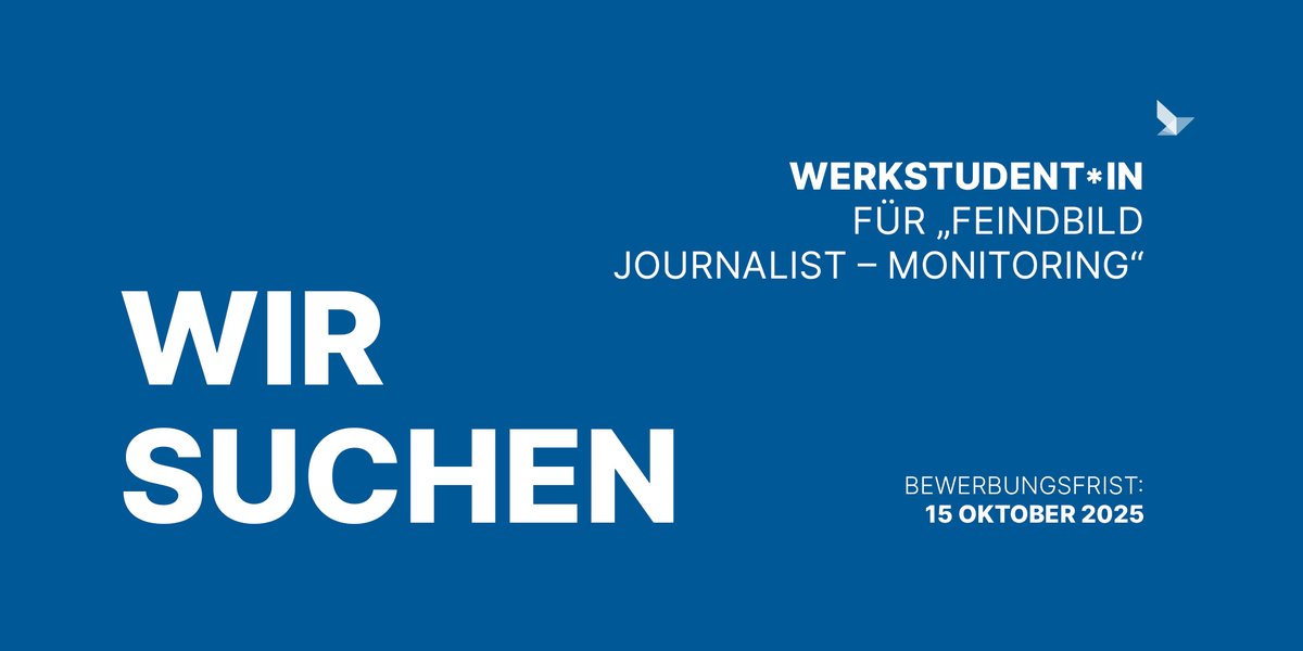 💡 Das ECPMF bietet eine Werkstudierendenstelle im Bereich Medienforschung. Im Rahmen der Feindbildstudie arbeitest du an Themen wie Medienfeindlichkeit, Anfeindungen gegen Journalisten*innen und deren Auswirkungen auf die demokratische Öffentlichkeit: ecpmf-sce-mbh.jobs.personio.de/job/2340937?la…