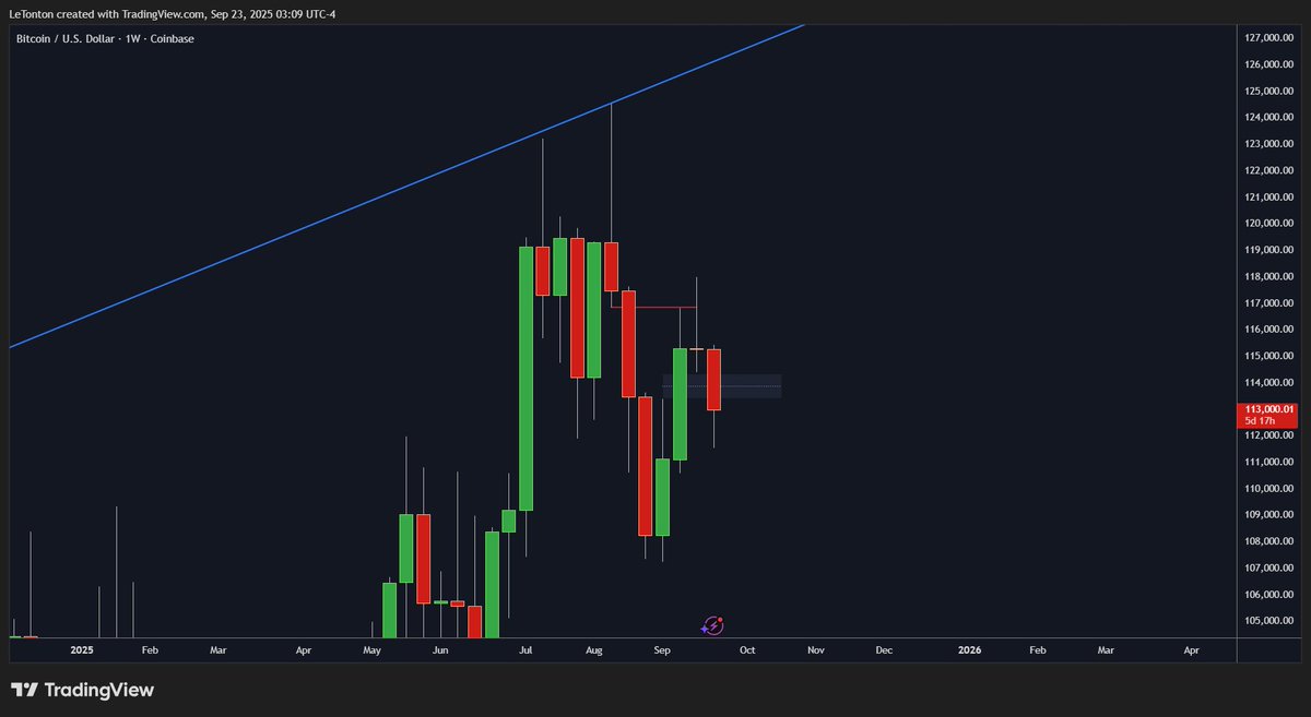 Bitcoin $113.500 le niveau clé ! Le +FVG W doit absolument être maintenu si  on veut voir un nouvel ATH ! La clôture de cette semaine doit être  supérieure à $113.500 sinon