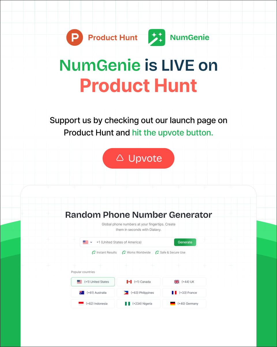 🚀 Big news: NumGenie by Dialaxy is live on <a href="/ProductHunt/">Product Hunt 😸</a>! 🐱✨

A small tool with a big mission → making virtual numbers easier, faster &amp; smarter. 📱⚡

We’d love your support ❤️
👉 producthunt.com/products/numge…

#ProductHunt #NumGenie #Dialaxy #SaaS #StartupLaunch