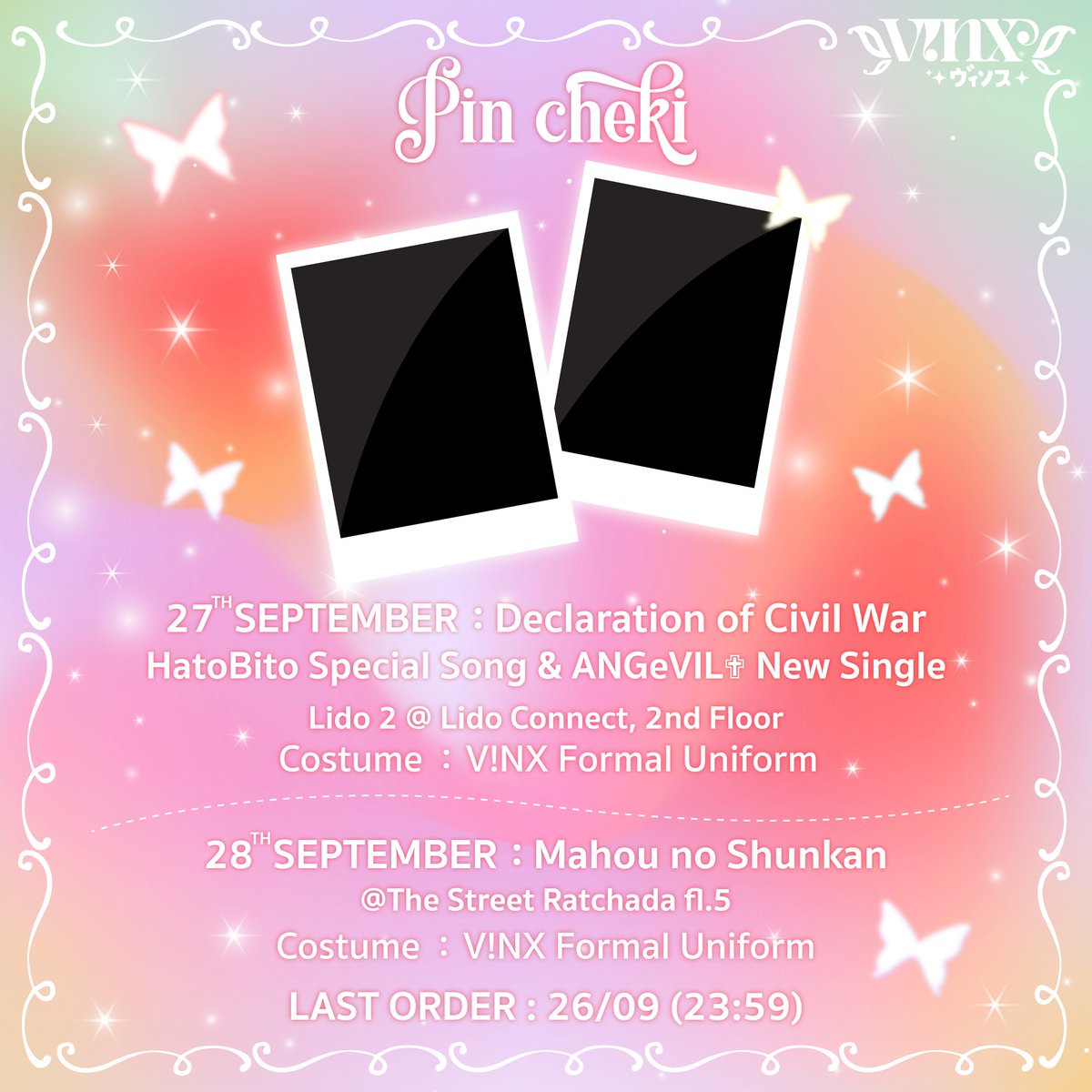 『 V!NX Pin Cheki 』
 📸✨ เปิดขายแล้วสำหรับพินวีคนี้ 🧚‍♀️🌈

🔗 สั่งซื้อได้ที่ A Lot Of Tone Application 
iOS - apps.apple.com/app/id67486651…
Android -  url.in.th/zhiyI
Website - alotoftone.com

*ทุก ๆ การซื้อ 600 บาท จะได้รับ 1 คะแนน
พิเศษ! ทุกการสั่งซื้อออนไลน์