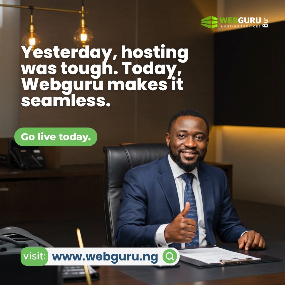 webgurung's tweet image. &quot;Say goodbye to hosting stress! 

🚀 With Webguru, getting your business online is smooth, fast, and reliable. 

Visit 👉 webguru.ng and go live today!&quot;
#webguru #hostwebguru #webgurudomains #hostwithwebguru #webgurucare